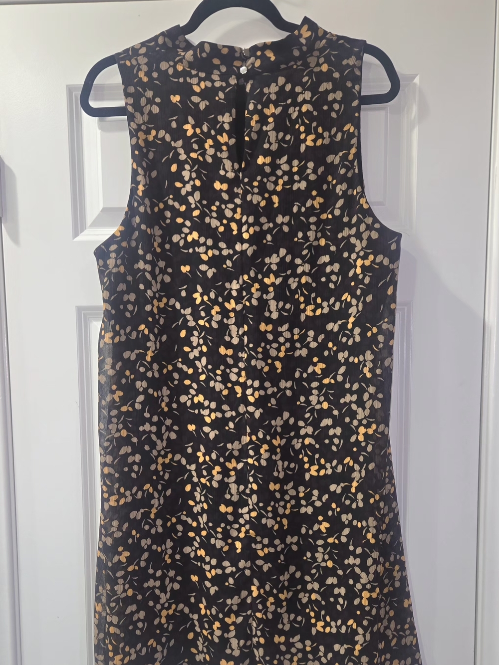 Marc New York Black Sleeveless Shift Dress with Yellow and Cream Floral Print